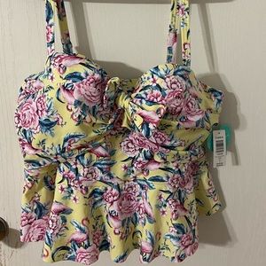 Torrid Yellow Flamingo Swim Top